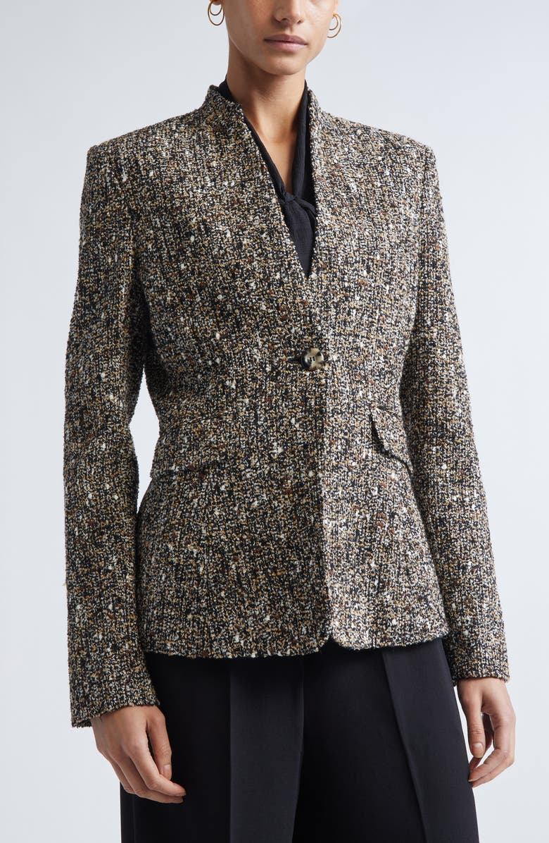 ST. JOHN Bouclé Tweed Jacket, Alternate, color, Black Ecru Multi
