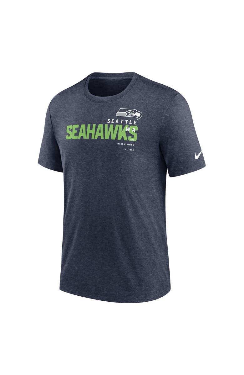 Nike Men's Nike Heather Navy Seattle Seahawks Team Tri-Blend T-Shirt, Alternate, color, Heather Navy