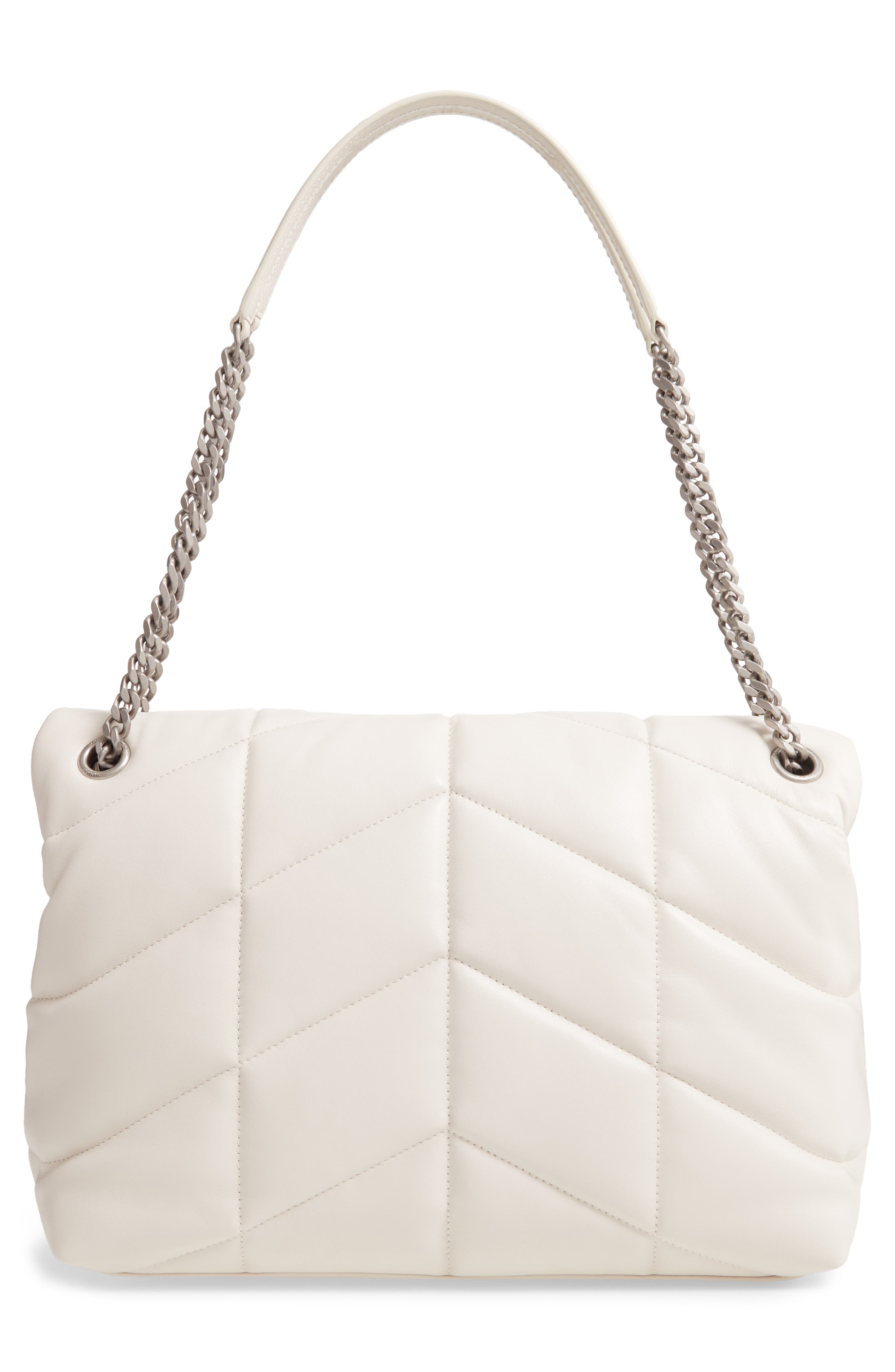 Medium Lou Leather Puffer Bag, Alternate, color, BLANC VINTAGE