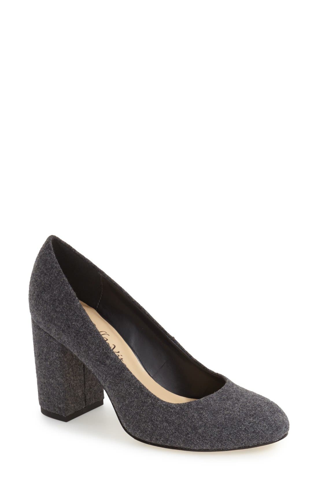 'Nara' Block Heel Pump, Main, color, GREY FLANNEL
