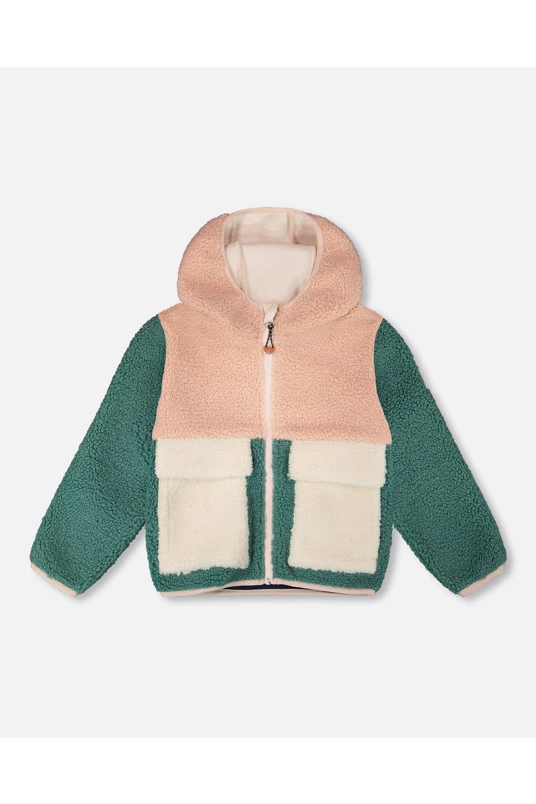 Girl Long Sleeve Fleece Jacket, Main, color, Light Pink Colorblock