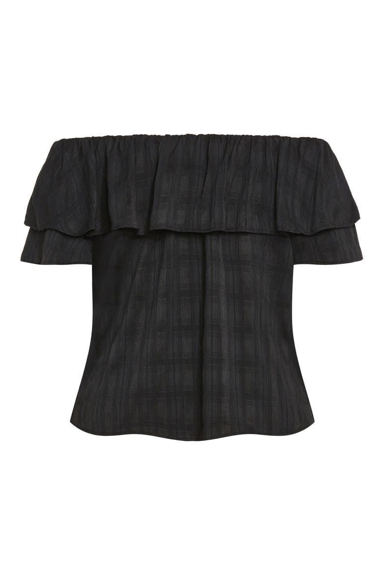Christy Off the Shoulder Ruffle Top, Alternate, color, BLACK