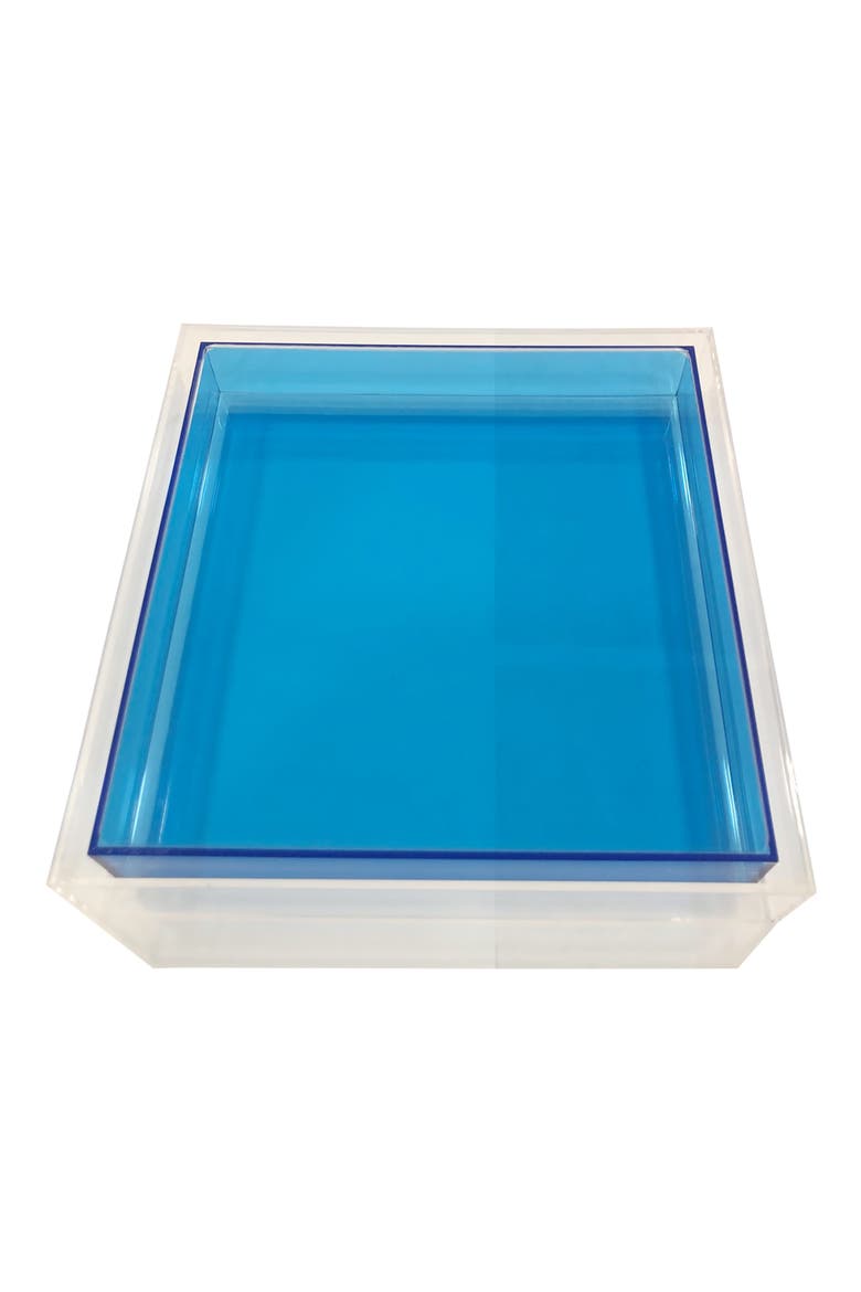 Encased Color Lucite Tray, Main, color, CLEAR/BLUE