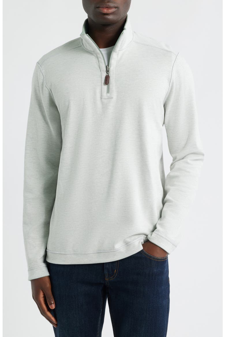 Icon Reversible Cotton Blend Quarter Zip Pullover, Alternate, color, SAGE/ WHITE