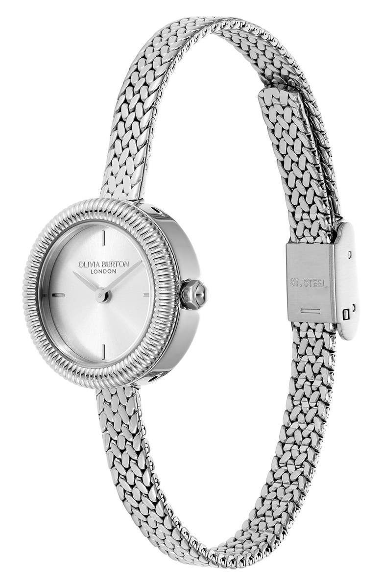 Olivia Burton Finery Mesh Strap Watch, 20mm, Alternate, color, Silver