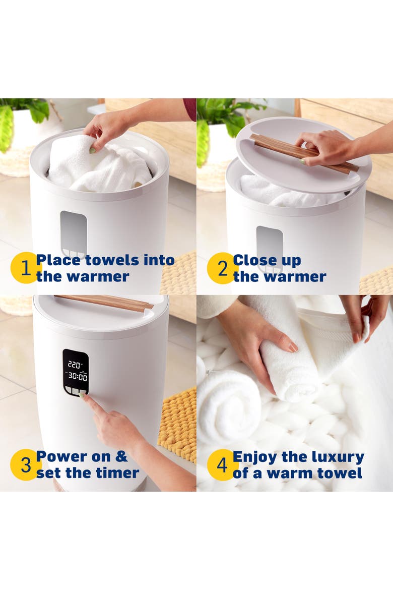 Bucket Towel Warmer, White, Alternate, color, White