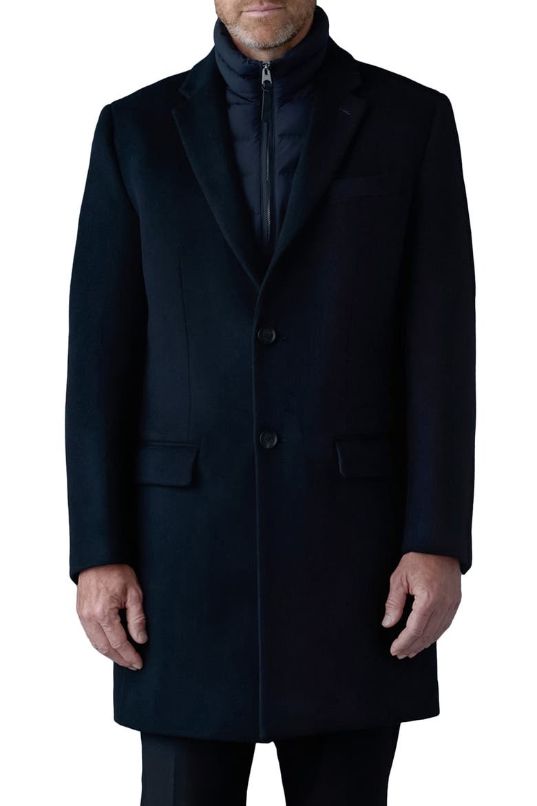 Skai Wool Coat with Removable Bib, Main, color, BLACK