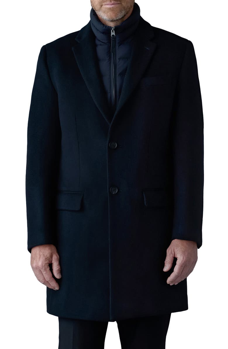 Mackage Skai-SLB Virgin Wool Coat with Removable Down Bib, Main, color, Black