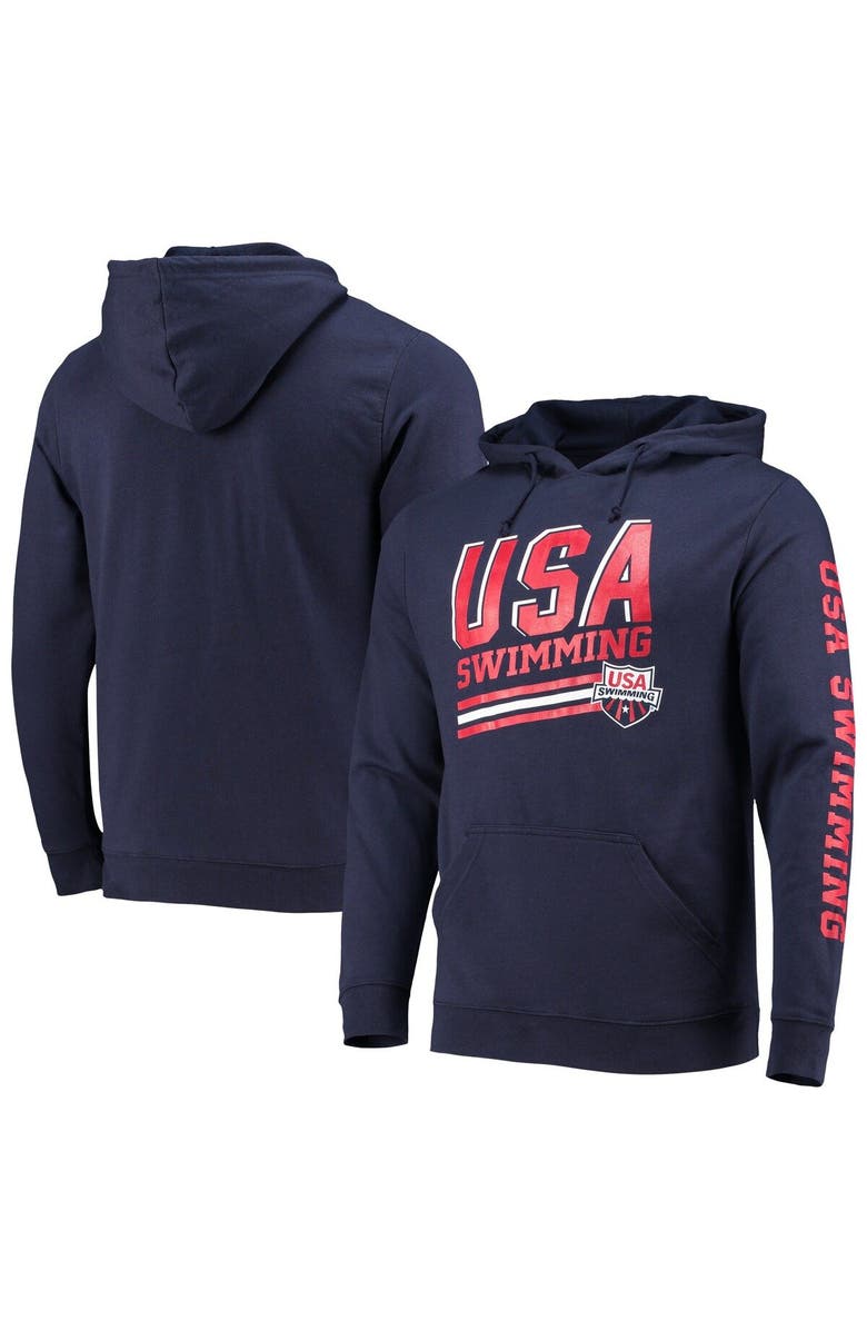 Outerstuff Men's Navy USA Swimming Bold Text Pullover Hoodie, Main, color, 