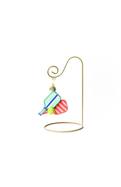 Pickleball Shaped Ornament with Gold Stand