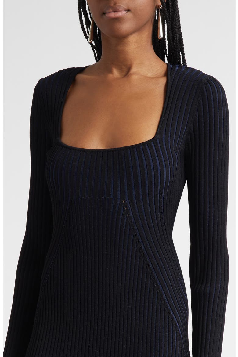 Logan Directional Rib Long Sleeve Sweater Dress, Alternate, color, BLACK/ NAVY