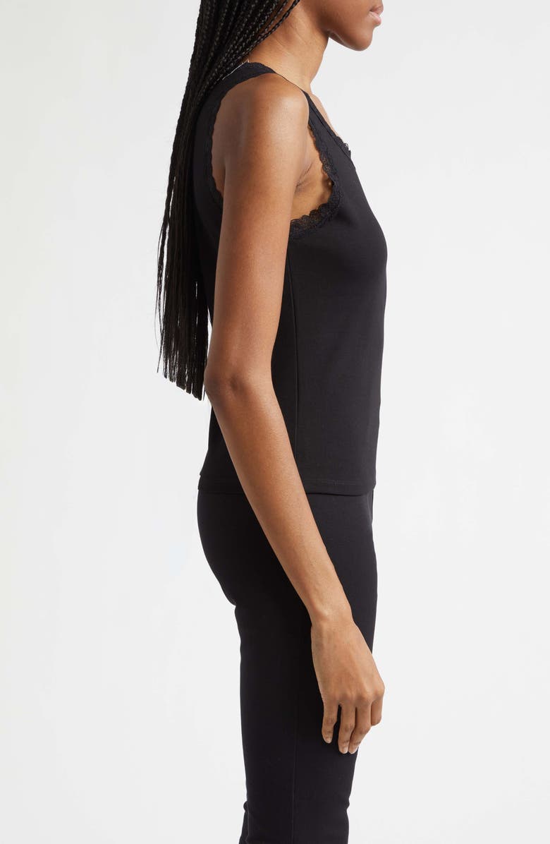 POSSE Roberta Lace Trim Cotton Tank, Alternate, color, Black