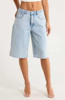 AFRM Low Rise Denim Bermuda Shorts