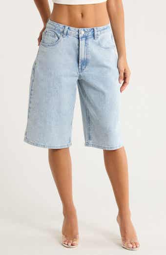 AFRM Low Rise Denim Bermuda Shorts