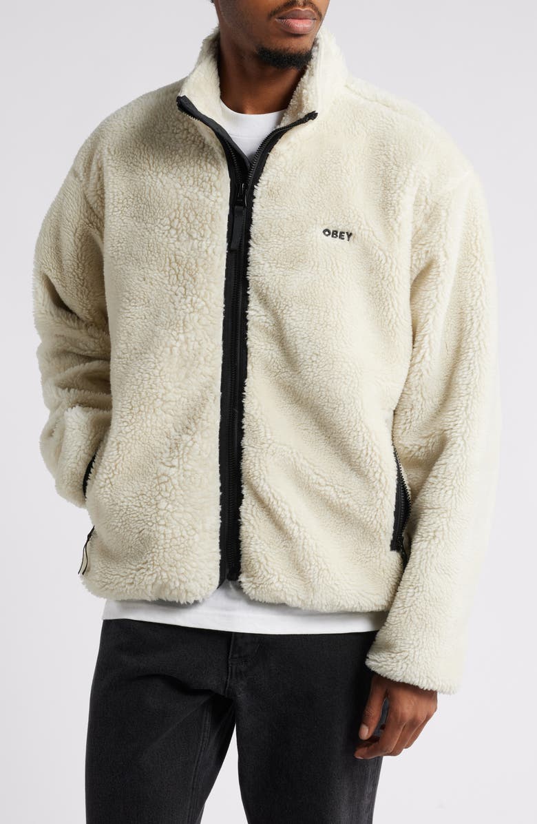 Obey Icon Face Fleece Zip Jacket, Alternate, color, 