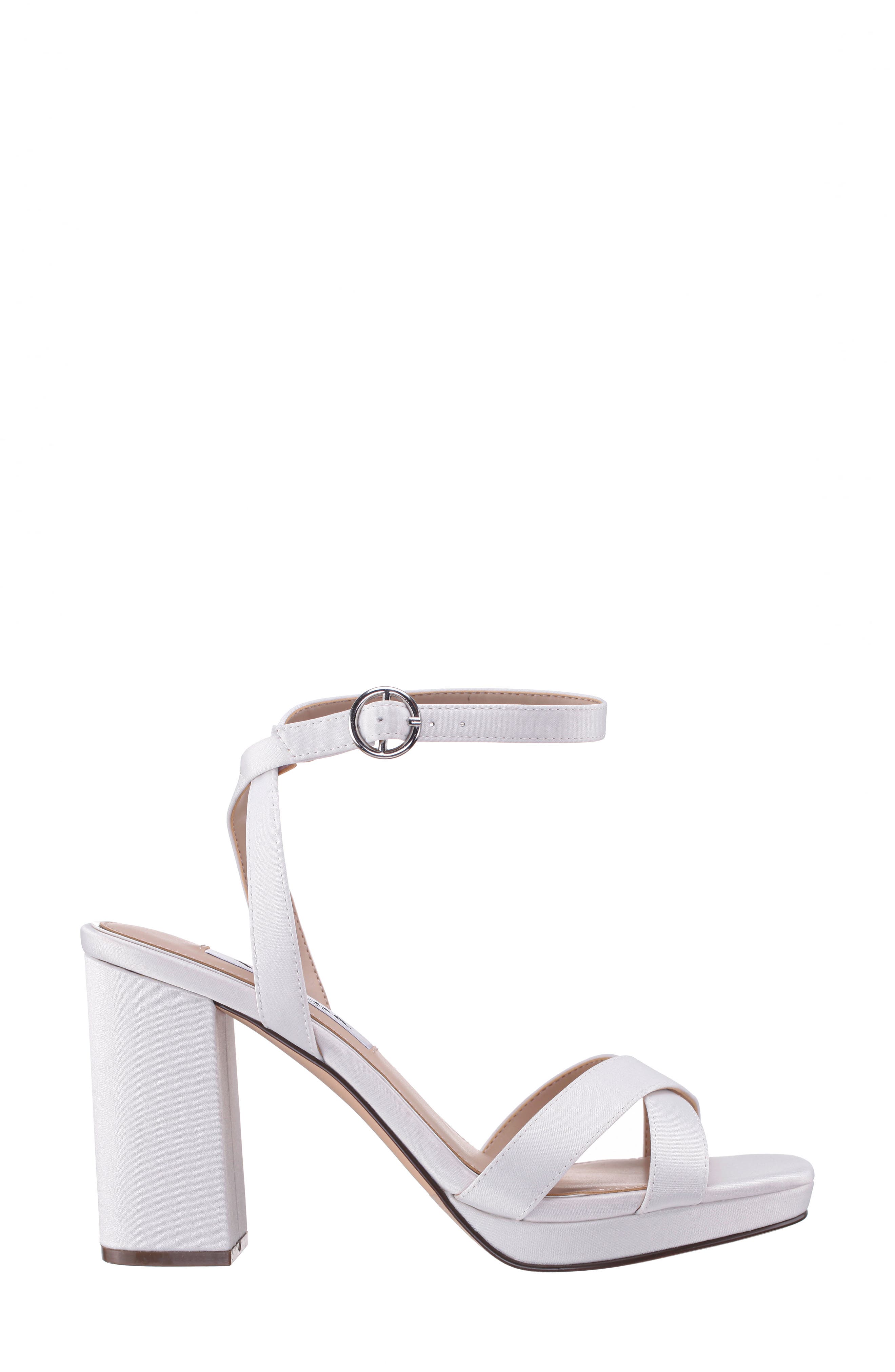 Nina Sheilia Ankle Strap Sandal, Alternate, color, Ivory Luster Satin