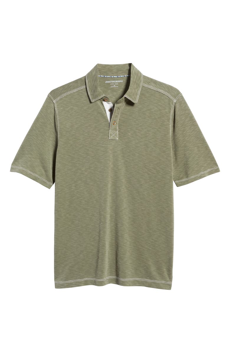 Johnston & Murphy Slub Modal Blend Polo, Main, color, Olive