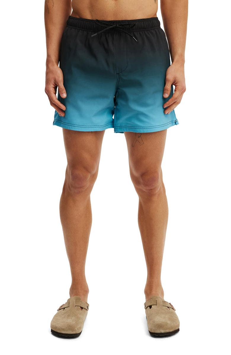 Cotton On Men's Stretch Swim Short, Main, color, Black Blue Fade