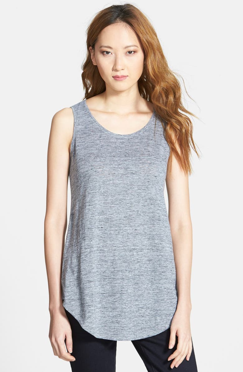 Eileen Fisher Long Scoop Neck Organic Linen Tank, Main, color, 