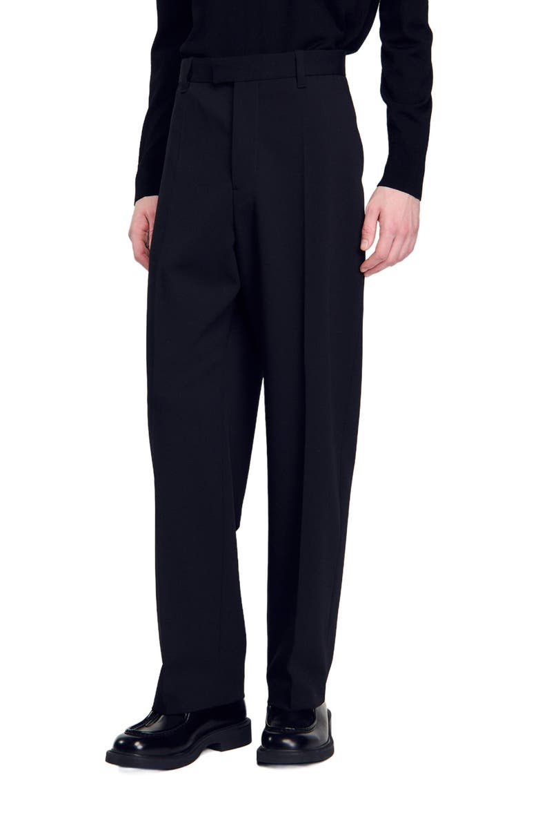 SANDRO Wide-leg wool trousers, Main, color, 