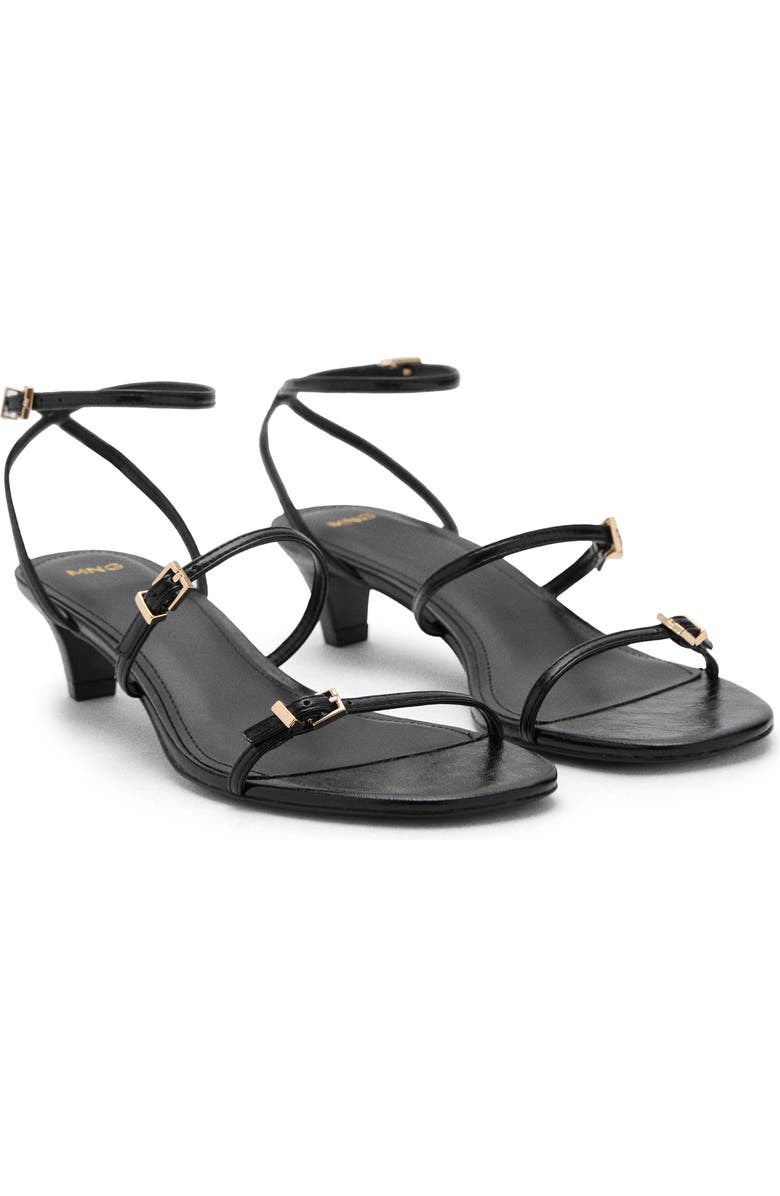 MANGO Strappy Kitten Heel Sandal, Main, color, Black