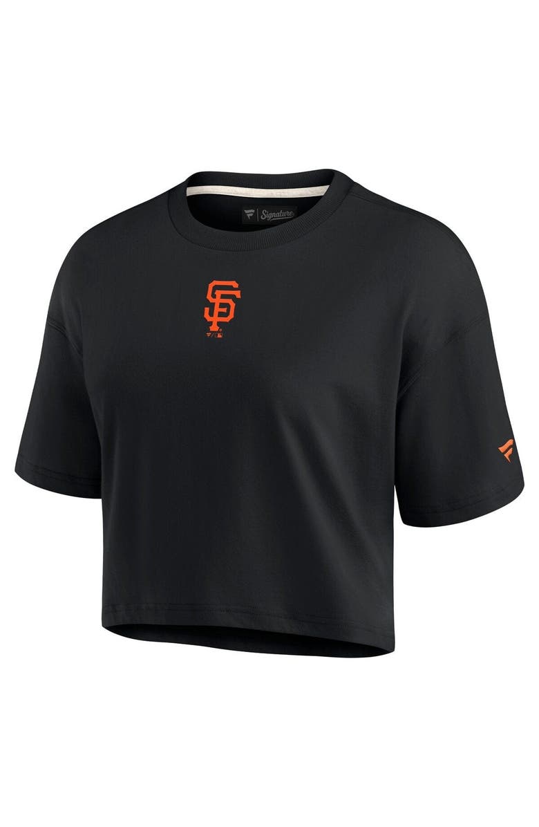 Fanatics Signature Women's Black San Francisco Giants Elements Super Soft Boxy Cropped T-Shirt, Alternate, color, 