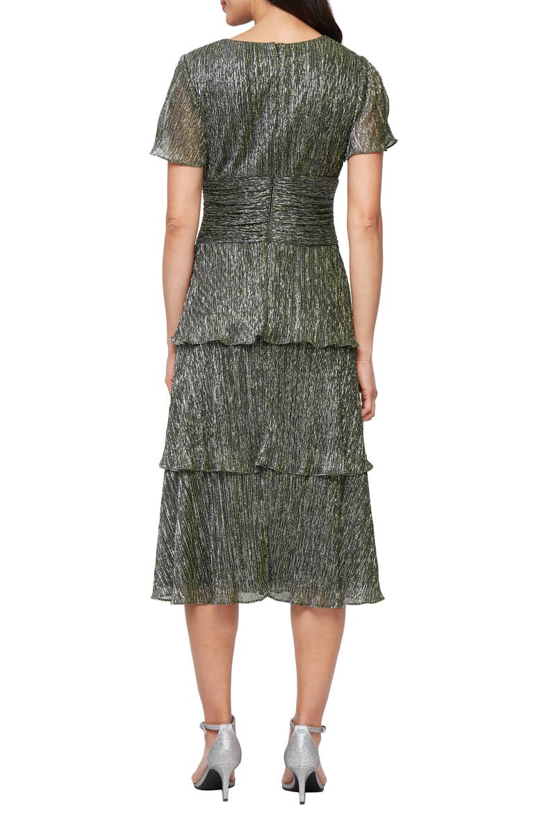 Metallic Surplice Neck Dress, Alternate, color, EMERALD GREEN
