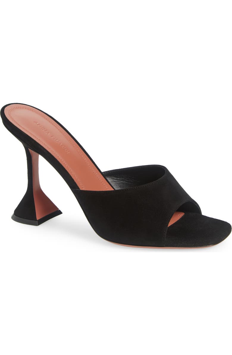 Amina Muaddi Lupita Slide Sandal, Main, color, Black Suede