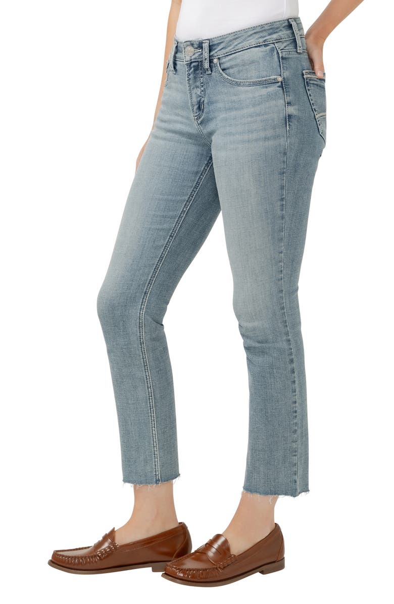 Silver Jeans Co. Suki Curvy Raw Hem Mid Rise Ankle Straight Leg Jeans, Alternate, color, Indigo