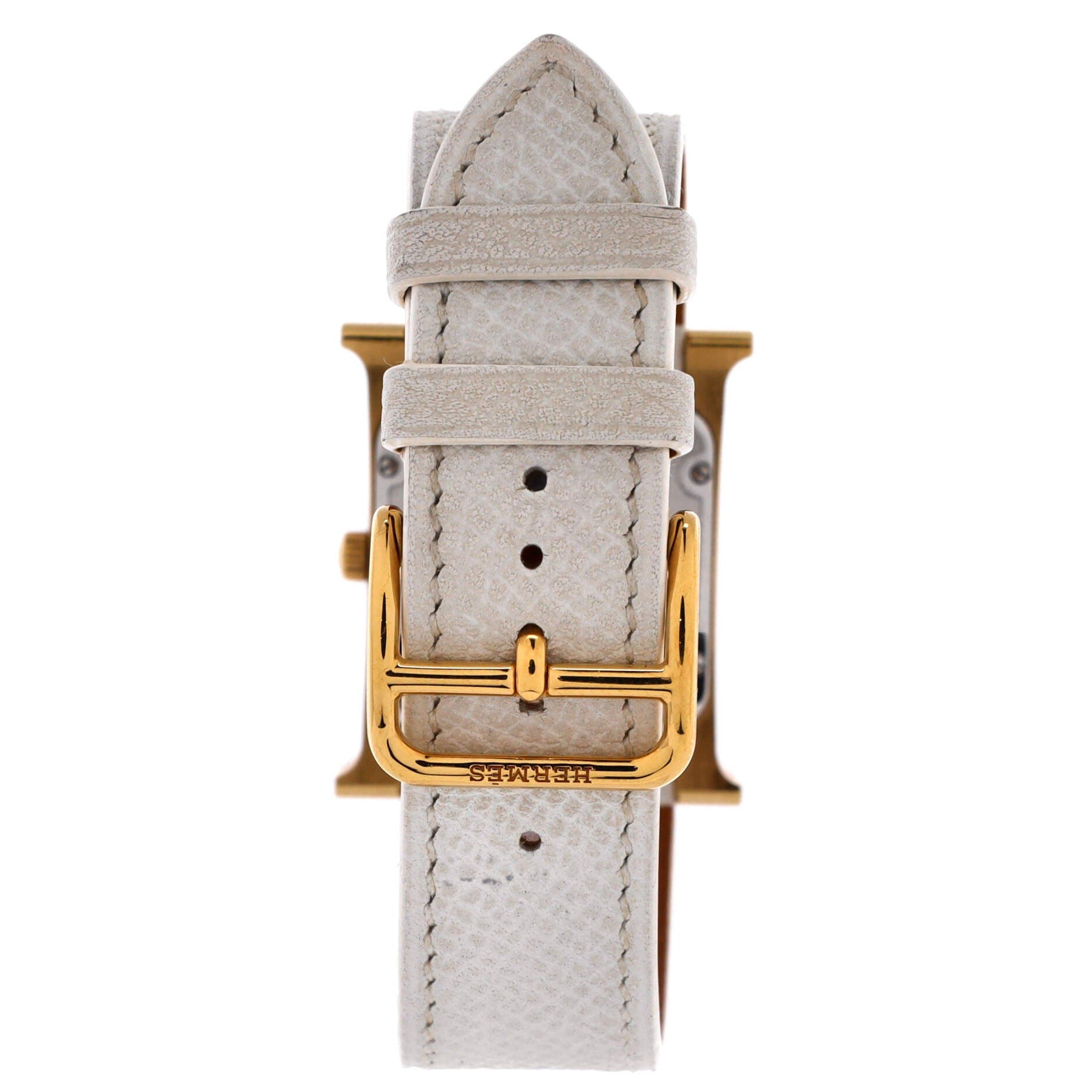 Heure H Quartz Watch Plated Metal and Leather 26, Alternate, color, White