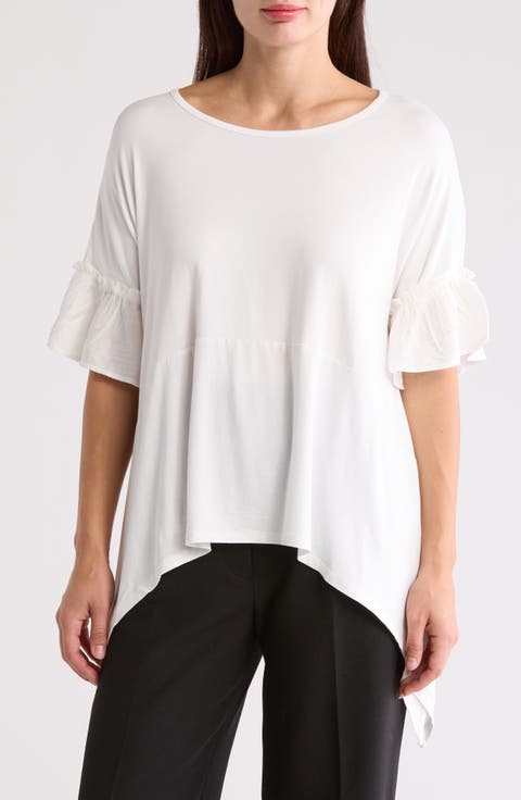 Ruffle Short Sleeve Sharkbite Hem Top