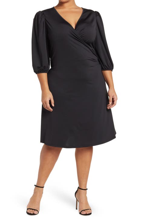 Amelia Side Ruched Surplice Dress (Plus)