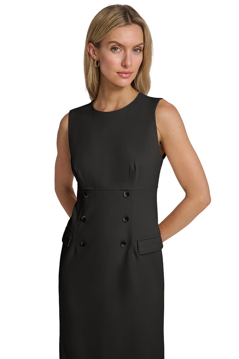 Button Sheath Dress, Alternate, color, BLACK