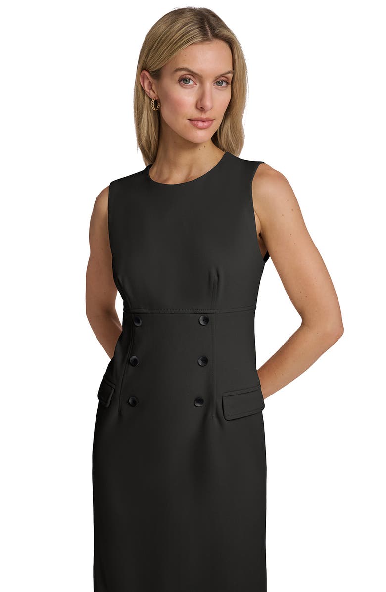 Calvin Klein Button Sheath Dress, Alternate, color, Black