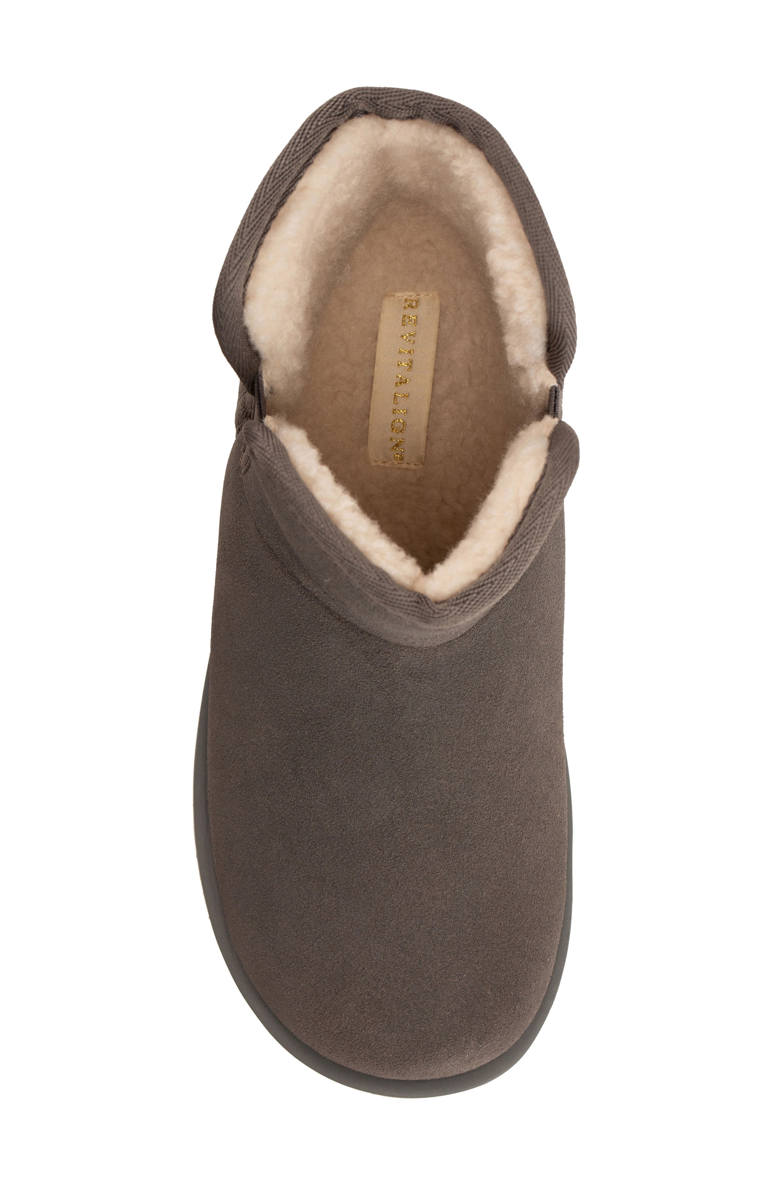 Fireside Faux Fur Lined Leather Bootie Slipper, Alternate, color, DARK CHARCOAL