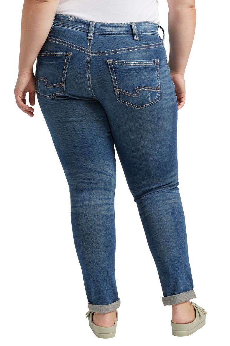 Distressed Girlfriend Jeans, Alternate, color, INDIGO