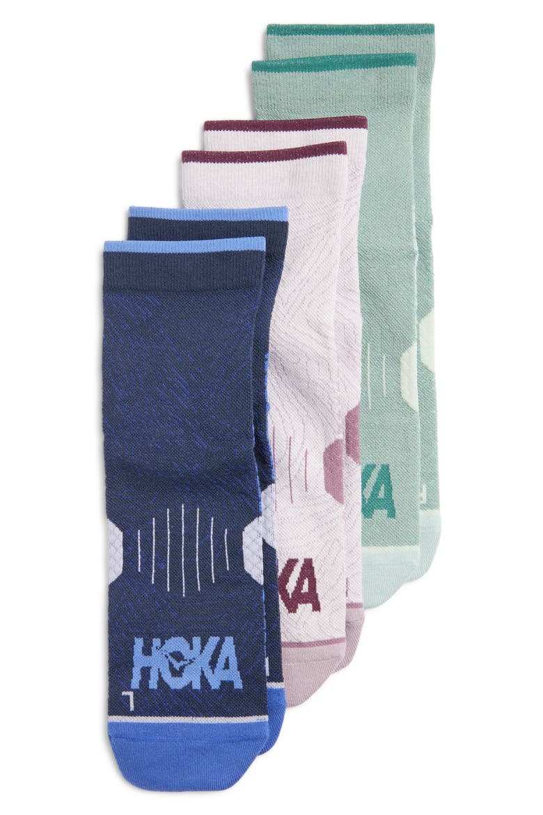 3-Pack Running Quarter Socks, Main, color, VARSITY NAVY / ROSEMARY