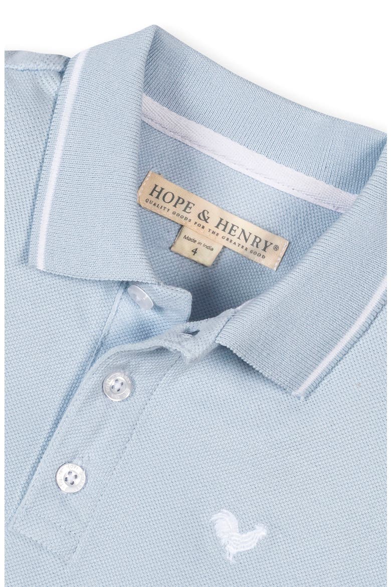 Kids' Organic Short Sleeve Knit Pique Polo Shirt, Alternate, color, Pale Blue