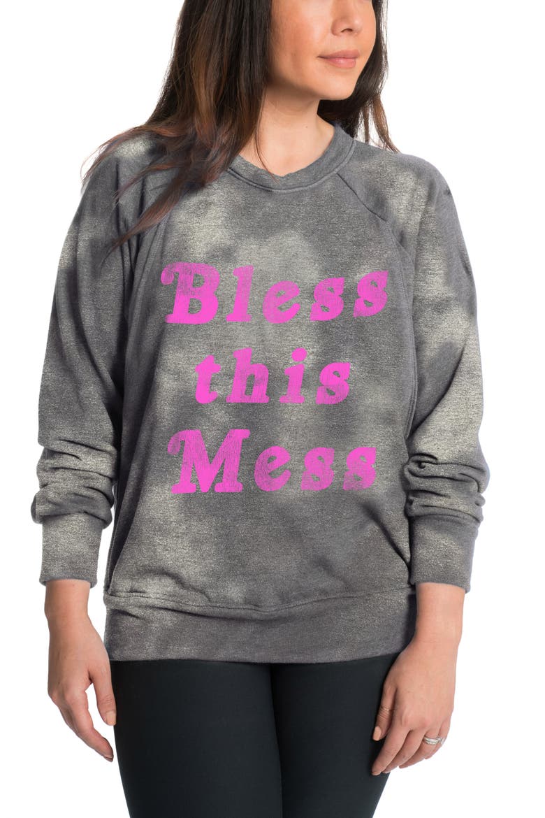 Bless this Mess Graphic Nursing Sweatshirt, Main, color, CLOUD TIE DYE