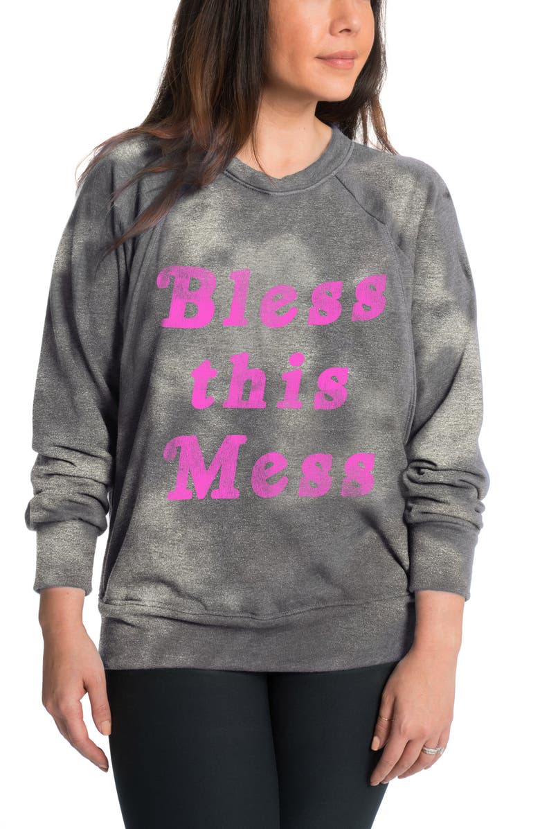 Bun Maternity Bless this Mess Graphic Nursing Sweatshirt, Main, color, 