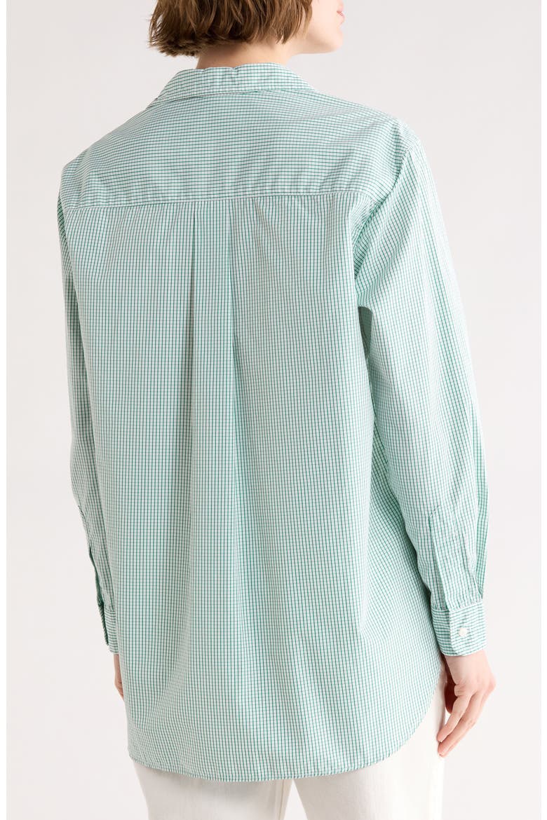 Relaxed Fit Cotton Button-Up Shirt, Alternate, color, WHITE GREEN CHECK