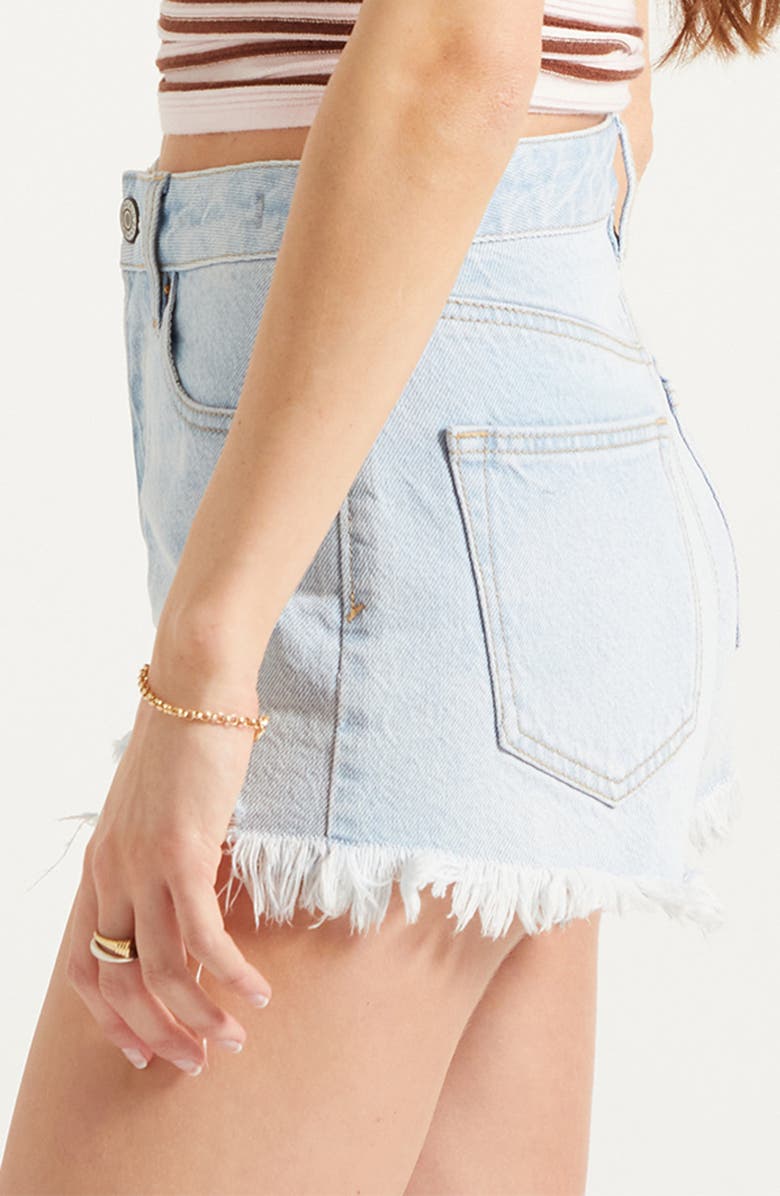 PacSun Ivy Ripped Denim Cutoff Shorts, Alternate, color, Light Indigo