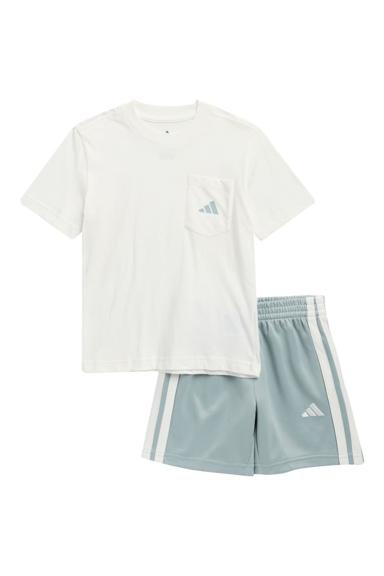 Kids' Logo Pocket T-Shirt & Mesh Shorts Set, Main, color, OFF WHITE