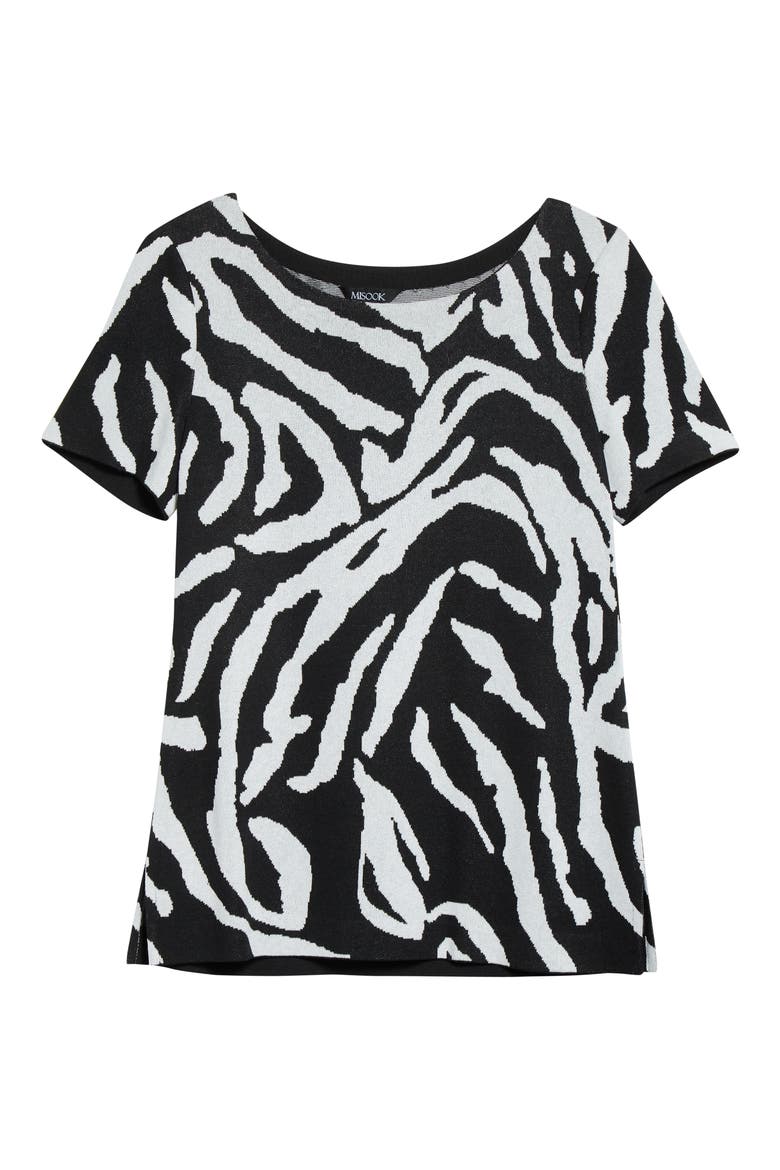 Zebra Swirl Knit Top, Alternate, color, BLACK/WHITE