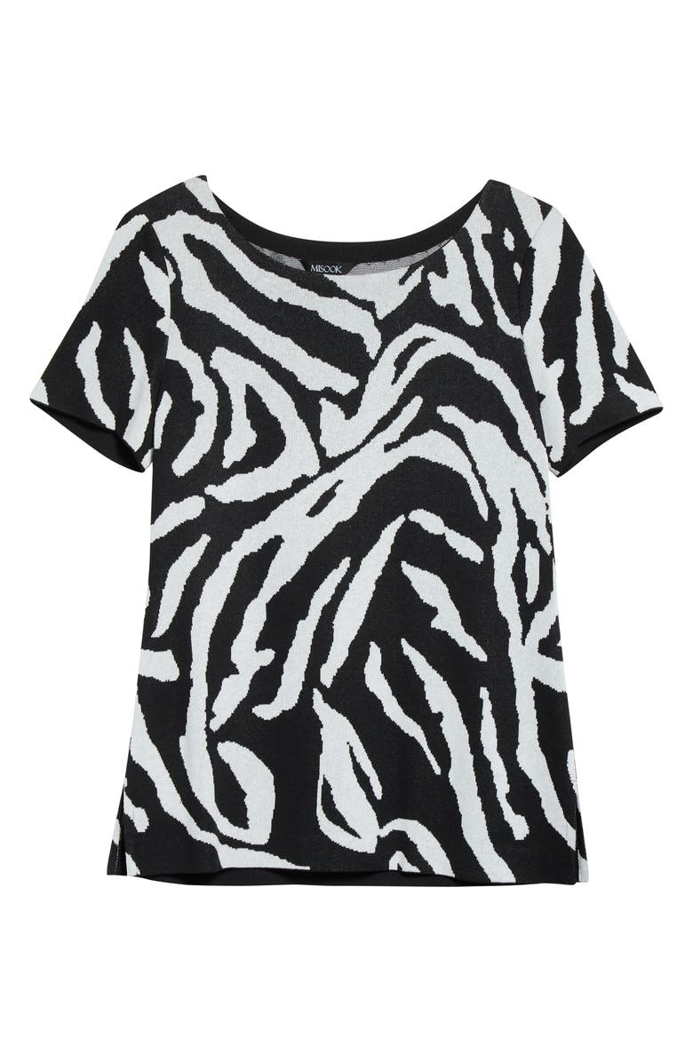 Misook Zebra Swirl Knit Top, Alternate, color, Black/White