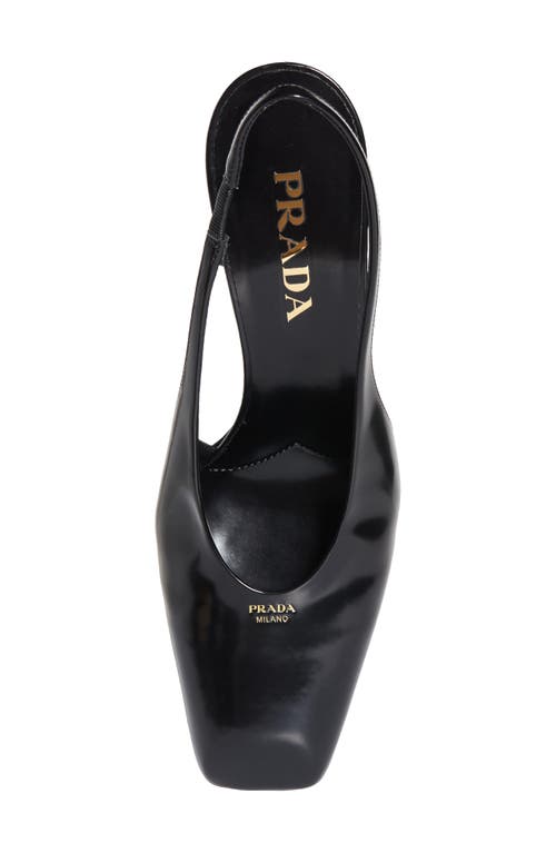 Prada Block Heel Patent Finish Pointed Toe Ballerina Shoes