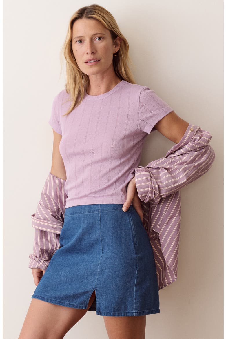 Lexi Pointelle Crewneck T-Shirt, Alternate, color, LILAC