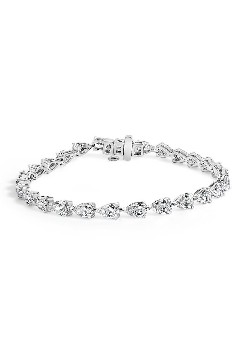 IGI Certified 14K White Gold 8.0 Cttw Pear Cut Lab Grown Diamond Tennis Bracelet, Main, color, White Gold