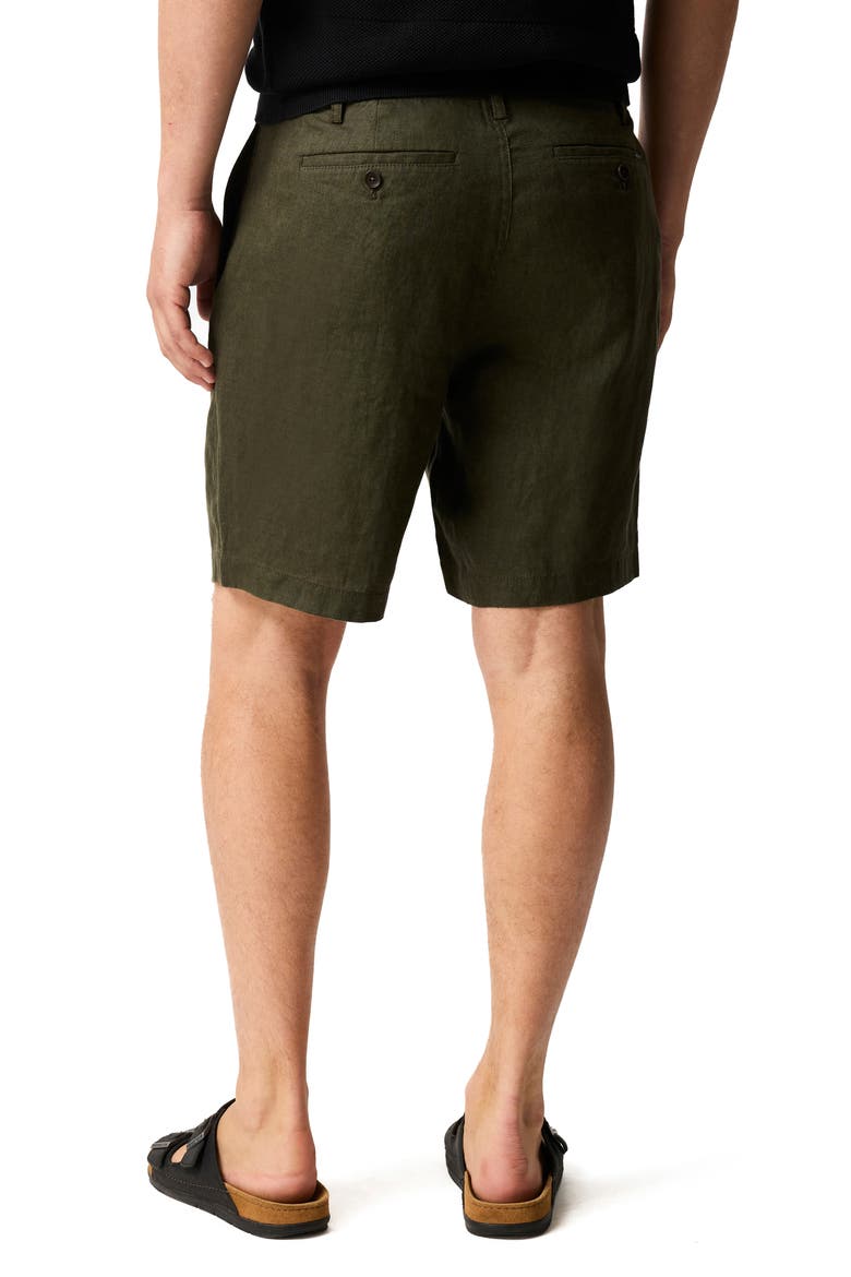 Resort Flat Front Linen Bermuda Shorts, Alternate, color, DARK OLIVE