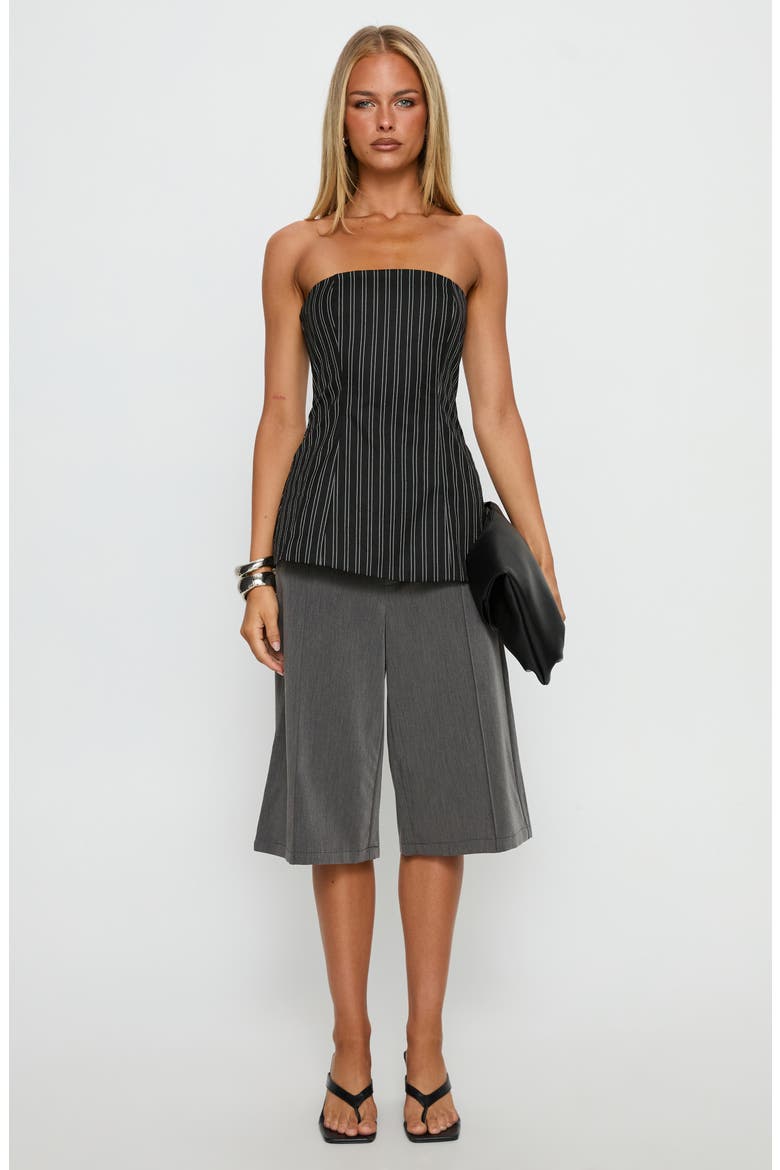 Maralyn Strapless Top, Alternate, color, BLACK PINSTRIPE